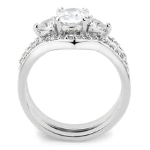 3W1594 - Rhodium Brass Ring with AAA Grade CZ  in Clear