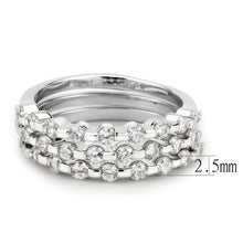 3W1595 - Rhodium Brass Ring with AAA Grade CZ  in Clear