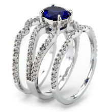 3W1597 - Rhodium Brass Ring with AAA Grade CZ  in London Blue