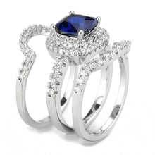 3W1599 - Rhodium Brass Ring with Synthetic Spinel in London Blue