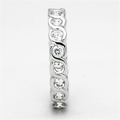 3W462 - Rhodium Brass Ring with AAA Grade CZ  in Clear