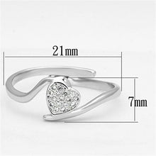 3W464 - Rhodium Brass Ring with AAA Grade CZ  in Clear