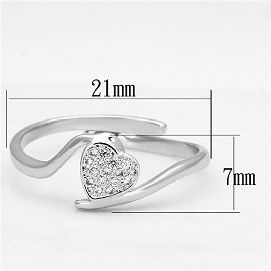 3W464 - Rhodium Brass Ring with AAA Grade CZ  in Clear