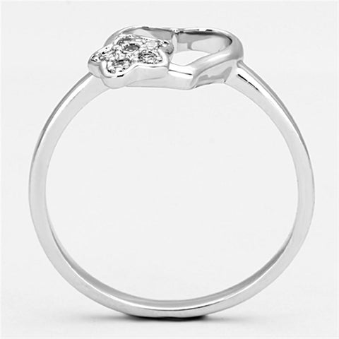 3W472 - Rhodium Brass Ring with AAA Grade CZ  in Clear