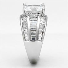 3W475 - Rhodium Brass Ring with AAA Grade CZ  in Clear