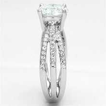 3W478 - Rhodium Brass Ring with AAA Grade CZ  in Clear