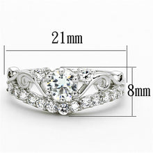 3W483 - Rhodium Brass Ring with Top Grade Crystal  in Clear