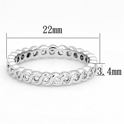 3W489 - Rhodium Brass Ring with AAA Grade CZ  in Clear