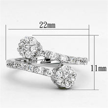 3W490 - Rhodium Brass Ring with AAA Grade CZ  in Clear