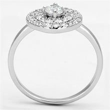 3W493 - Rhodium Brass Ring with AAA Grade CZ  in Clear