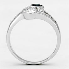 3W494 - Rhodium Brass Ring with Synthetic Synthetic Glass in Sapphire