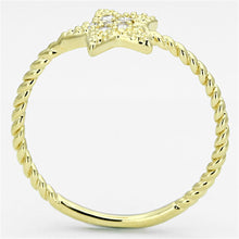 3W500 - Gold Brass Ring with AAA Grade CZ  in Clear