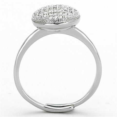 3W502 - Rhodium Brass Ring with AAA Grade CZ  in Clear