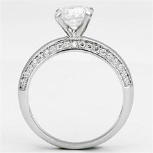 3W504 - Rhodium Brass Ring with AAA Grade CZ  in Clear