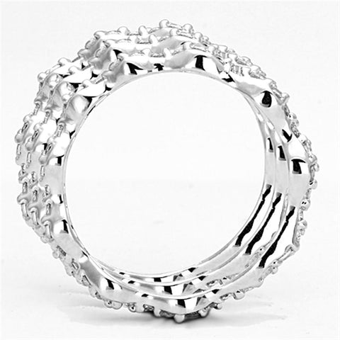 3W508 - Rhodium Brass Ring with AAA Grade CZ  in Clear