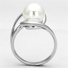 3W512 - Rhodium Brass Ring with Synthetic Pearl in White