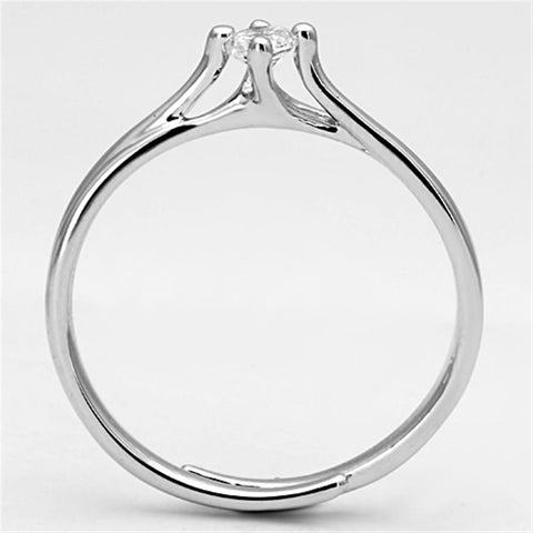 3W520 - Rhodium Brass Ring with AAA Grade CZ  in Clear