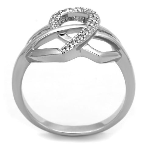 3W569 - Rhodium Brass Ring with AAA Grade CZ  in Clear