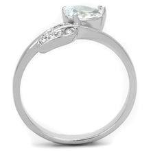 3W584 - Rhodium Brass Ring with AAA Grade CZ  in Clear