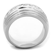 3W588 - Rhodium Brass Ring with AAA Grade CZ  in Clear