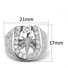 3W595 - Rhodium Brass Ring with AAA Grade CZ  in Clear