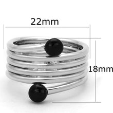 3W602 - Rhodium Brass Ring with Synthetic Onyx in Jet