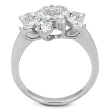 3W725 - Rhodium Brass Ring with AAA Grade CZ  in Clear