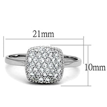 3W728 - Rhodium Brass Ring with AAA Grade CZ  in Clear