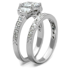 3W731 - Rhodium Brass Ring with AAA Grade CZ  in Clear