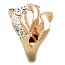 3W737 - Rose Gold Brass Ring with Top Grade Crystal  in Clear