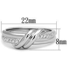 3W741 - Rhodium Brass Ring with AAA Grade CZ  in Clear