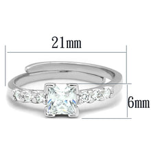 3W751 - Rhodium Brass Ring with AAA Grade CZ  in Clear