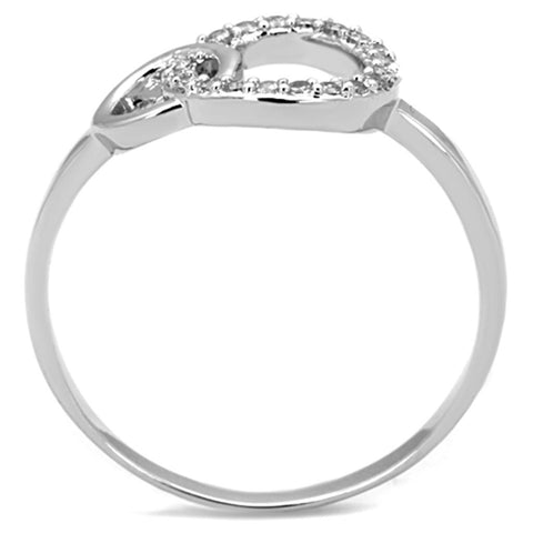 3W756 - Rhodium Brass Ring with AAA Grade CZ  in Clear