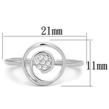 3W765 - Rhodium Brass Ring with AAA Grade CZ  in Clear