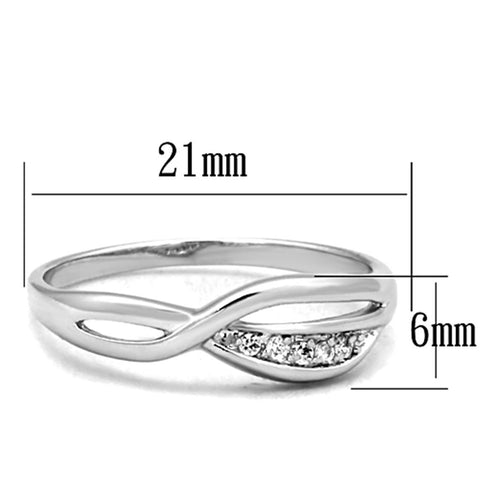 3W768 - Rhodium Brass Ring with AAA Grade CZ  in Clear