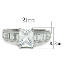 3W769 - Rhodium Brass Ring with AAA Grade CZ  in Clear