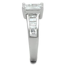 3W769 - Rhodium Brass Ring with AAA Grade CZ  in Clear