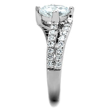 3W770 - Rhodium Brass Ring with AAA Grade CZ  in Clear