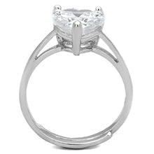 3W776 - Rhodium Brass Ring with AAA Grade CZ  in Clear