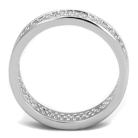 3W781 - Rhodium Brass Ring with AAA Grade CZ  in Clear