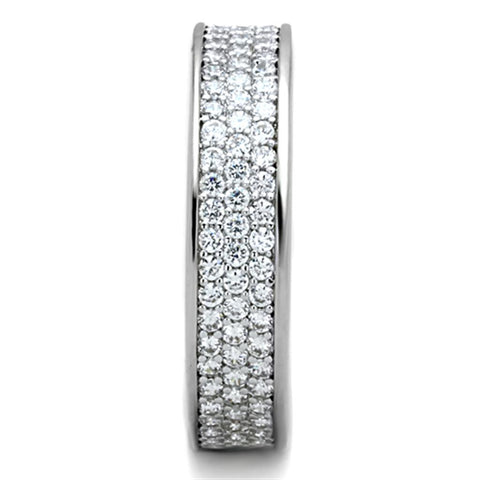 3W781 - Rhodium Brass Ring with AAA Grade CZ  in Clear