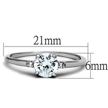 3W786 - Rhodium Brass Ring with AAA Grade CZ  in Clear