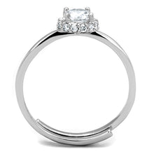 3W795 - Rhodium Brass Ring with AAA Grade CZ  in Clear