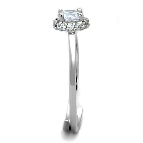 3W795 - Rhodium Brass Ring with AAA Grade CZ  in Clear