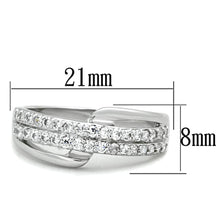 3W798 - Rhodium Brass Ring with AAA Grade CZ  in Clear