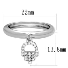 3W808 - Rhodium Brass Ring with AAA Grade CZ  in Clear