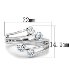 3W813 - Rhodium Brass Ring with AAA Grade CZ  in Clear