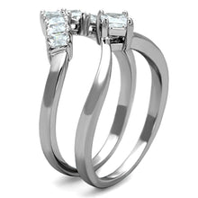 3W815 - Rhodium Brass Ring with AAA Grade CZ  in Clear