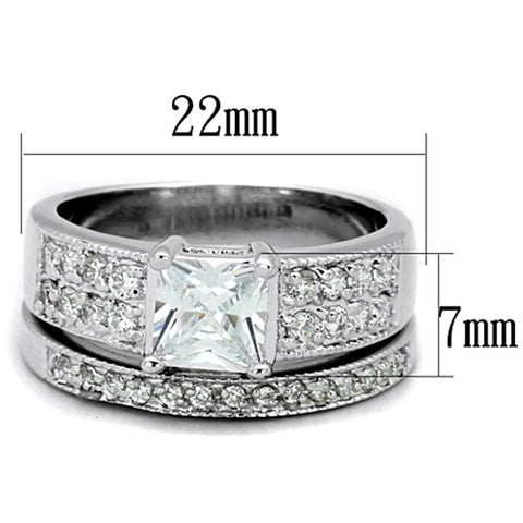 3W817 - Rhodium Brass Ring with AAA Grade CZ  in Clear