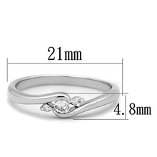 3W822 - Rhodium Brass Ring with AAA Grade CZ  in Clear